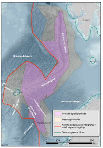 Kart over områdene hvor det foreslås å åpne for gruvedrift på havbunnen.