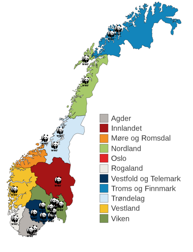Norgeskart med oversikt over plastsmarte kommuner